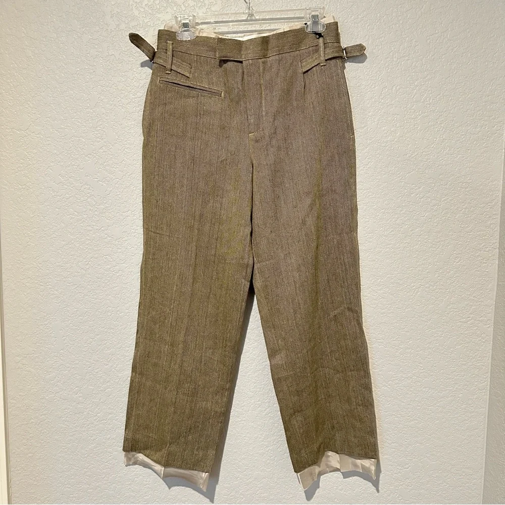 New $129 Zara Campaign Collection Contrast Linen Blend Pants XS 2624/023